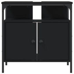 Berkfield Home Bathroom Sink Cabinet Black 60x30x60 cm Engineered Wood - Size: 60 x 30 x 60 cm - thumbnail 5