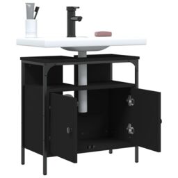 Berkfield Home Bathroom Sink Cabinet Black 60x30x60 cm Engineered Wood - Size: 60 x 30 x 60 cm - thumbnail 4