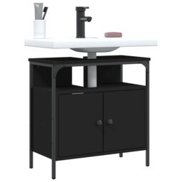 Berkfield Home Bathroom Sink Cabinet Black 60x30x60 cm Engineered Wood - Size: 60 x 30 x 60 cm - thumbnail 1