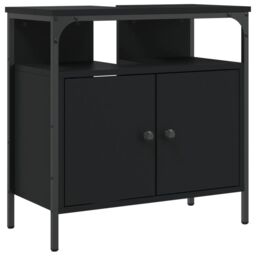 Berkfield Home Bathroom Sink Cabinet Black 60x30x60 cm Engineered Wood - Size: 60 x 30 x 60 cm - thumbnail 2