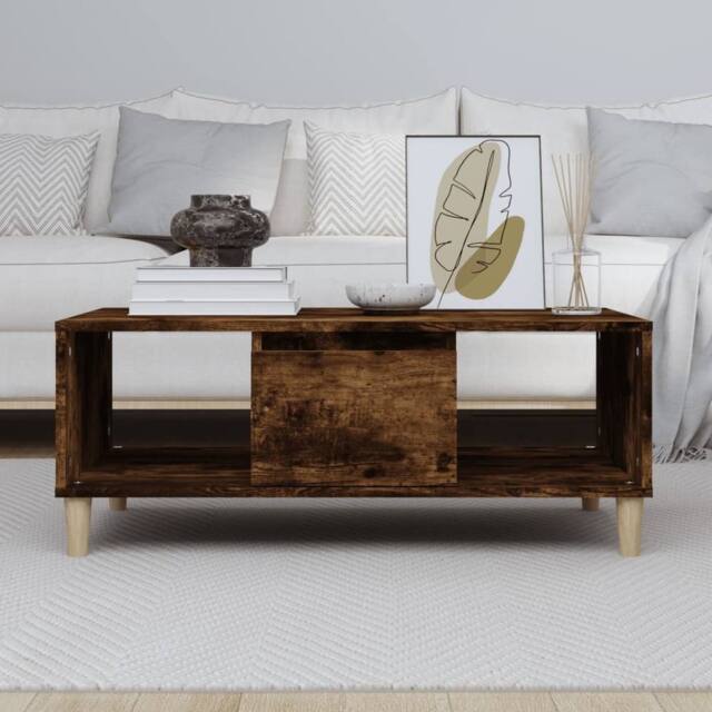 Berkfield Home Decorative Coffee Table Smoked Oak 90x50x36, 5 cm Engineered Wood in Brown - image 1