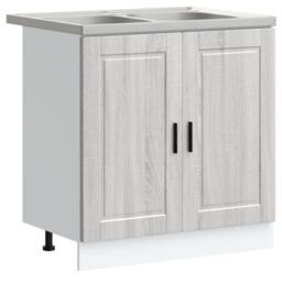 "Berkfield Home Sink Base Cabinet¬†""Porto"" with Sink Grey Sonoma 80x46x84, 5 cm¬†Engineered Wood" - thumbnail 2