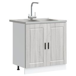 "Berkfield Home Sink Base Cabinet¬†""Porto"" with Sink Grey Sonoma 80x46x84, 5 cm¬†Engineered Wood" - thumbnail 3