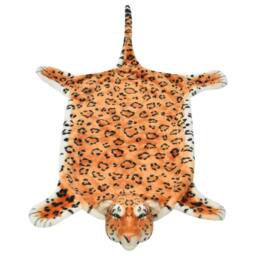 Berkfield Home Leopard Carpet Plush 139 cm Brown in Tan - Size: 100 cm diameter - thumbnail 3
