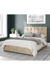 Aspire Hepburn Upholstered Ottoman Storage Bed, Kimiyo Linen Fabric in Beige - Size: King - thumbnail 1