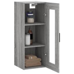 Berkfield Home Wall Mounted Cabinet Grey Sonoma 34.5x34x90 cm - thumbnail 5