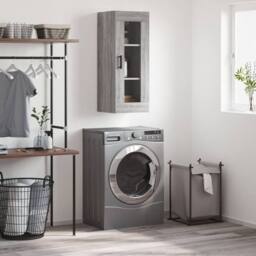 Berkfield Home Wall Mounted Cabinet Grey Sonoma 34.5x34x90 cm - thumbnail 2
