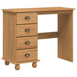 Berkfield Home Desk 'ASKIM'with Drawers 95x40x75 cm Solid Wood Pine in Brown - Size: 95 x 40 x 75 cm - thumbnail 5