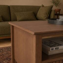 Melody Maison Fluted Four Drawer One Shelf Coffee Table - Hales Dark Wood Range in Dark Brown - thumbnail 6