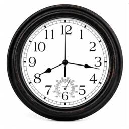 "SPETLEK 12"" GARDEN WALL CLOCK WITH THERMOMETER in Black - Size: 0.6m2" - thumbnail 2