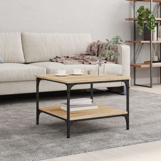 Berkfield Home Coffee Table Sonoma Oak 55x55x40 cm Engineered Wood in Brown - Size: 55 x 55 x 40 cm - image 1