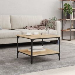 Berkfield Home Coffee Table Sonoma Oak 55x55x40 cm Engineered Wood in Brown - Size: 55 x 55 x 40 cm - thumbnail 1