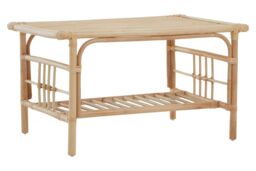 Orsina Elegant Rattan Rectangular Coffee Table With Glass Top, Versatile Cane Furniture, Sturdy Outdoor Table in Natural - thumbnail 2