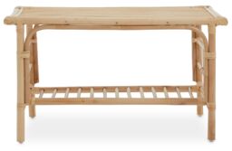 Orsina Elegant Rattan Rectangular Coffee Table With Glass Top, Versatile Cane Furniture, Sturdy Outdoor Table in Natural