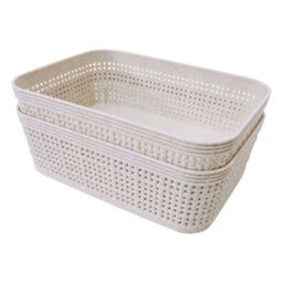 Libbi Lou Storage Baskets Woven Design - Set of 6 (19 x 13.5cm) in Beige - Size: 19 x 13.5 cm - thumbnail 3