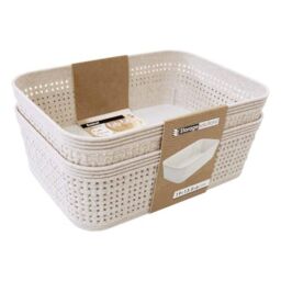 Libbi Lou Storage Baskets Woven Design - Set of 6 (19 x 13.5cm) in Beige - Size: 19 x 13.5 cm - thumbnail 1