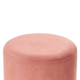 Wyld and Coco Pink Velvet Pouffe with Natural Rattan Weave Base - Boho Round Ottoman - thumbnail 3
