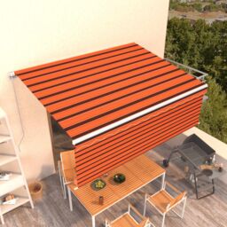 Berkfield Home Manual Retractable Awning with Blind 4x3m Orange&Brown - thumbnail 1