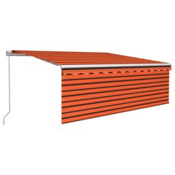 Berkfield Home Manual Retractable Awning with Blind 4x3m Orange&Brown - thumbnail 2
