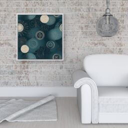 Warren Reed - Designer Blue Moon & Sun Framed Canvas in Off-White - Size: w40 inch x h40 inch - thumbnail 2
