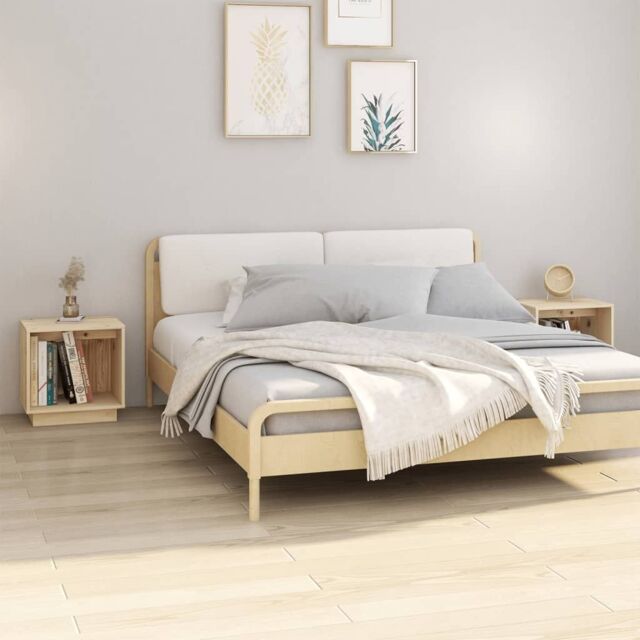 Berkfield Home Bedside Cabinets 2 pcs 40x30x40 cm Solid Wood Pine in Brown - Size: 40 x 30 x 40 cm - image 1