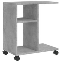 Berkfield Home Side Table with Wheels Concrete Grey 50x30x55 cm Engineered Wood - Size: 50 x 30 x 55 cm - thumbnail 2