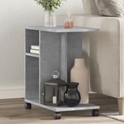 Berkfield Home Side Table with Wheels Concrete Grey 50x30x55 cm Engineered Wood - Size: 50 x 30 x 55 cm