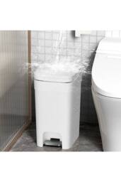 Living and Home 25/20/15L Pedal Press-Top Rubbish Bin with Soft Close Lid in White - Size: Large - thumbnail 4