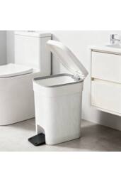 Living and Home 25/20/15L Pedal Press-Top Rubbish Bin with Soft Close Lid in White - Size: Large - thumbnail 2