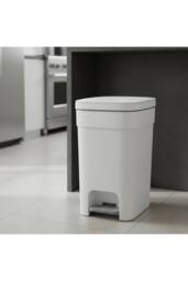 Living and Home 25/20/15L Pedal Press-Top Rubbish Bin with Soft Close Lid in White - Size: Large - thumbnail 5