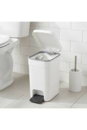 Living and Home 25/20/15L Pedal Press-Top Rubbish Bin with Soft Close Lid in White - Size: Large - thumbnail 1