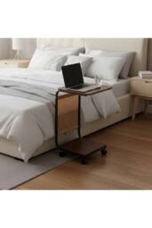 H&O Direct C-Shaped Side Table with Storage Bag in Walnut - thumbnail 3