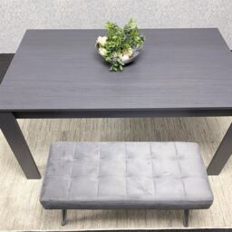 KOSY KOALA Dark Grey Arrow Design Dining Table Set with 2 Grey Velvet Benches in Brown - thumbnail 9