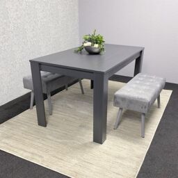 KOSY KOALA Dark Grey Arrow Design Dining Table Set with 2 Grey Velvet Benches in Brown - thumbnail 5