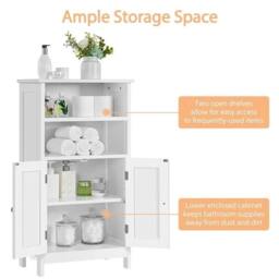 KORVIXA Bathroom Floor Cabinet with Double Door & Adjustable Shelf in White - Size: 100 cm x 100 cm - thumbnail 3