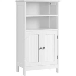 KORVIXA Bathroom Floor Cabinet with Double Door & Adjustable Shelf in White - Size: 100 cm x 100 cm - thumbnail 1