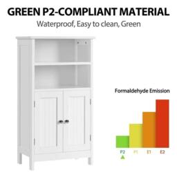 KORVIXA Bathroom Floor Cabinet with Double Door & Adjustable Shelf in White - Size: 100 cm x 100 cm - thumbnail 5