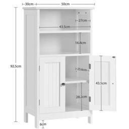 KORVIXA Bathroom Floor Cabinet with Double Door & Adjustable Shelf in White - Size: 100 cm x 100 cm - thumbnail 2