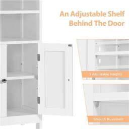 KORVIXA Bathroom Floor Cabinet with Double Door & Adjustable Shelf in White - Size: 100 cm x 100 cm - thumbnail 4