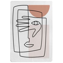Benjamin Tate Design Line Drawing Of Face & Hand Designer Rug in Natural - Size: Large - thumbnail 1