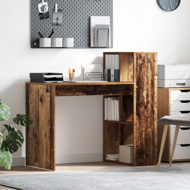 Berkfield Home Writing Desk Old wood Engineered wood Standard Storage in Brown - image 1