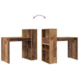 Berkfield Home Writing Desk Old wood Engineered wood Standard Storage in Brown - thumbnail 9