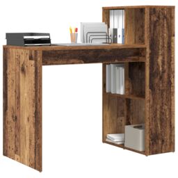 Berkfield Home Writing Desk Old wood Engineered wood Standard Storage in Brown - thumbnail 3
