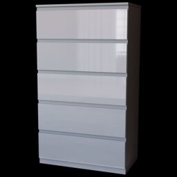 Home Discount Vida Designs Glinton 'HIGH GLOSS 5 Drawer Chest of Drawers' Storage Bedroom Furniture in Grey - thumbnail 6