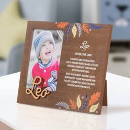 History & Heraldry Personalised Kids Wooden Picture Frame - Leo in Brown - thumbnail 2