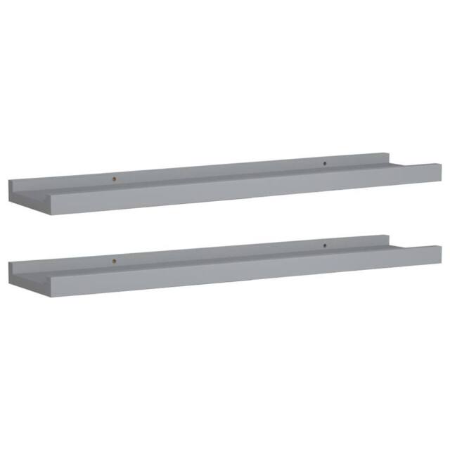 Berkfield Home Picture Frame Ledge Shelves 2 pcs Grey 60x9x3 cm MDF - Size: 60 x 9 x 3 cm - image 1