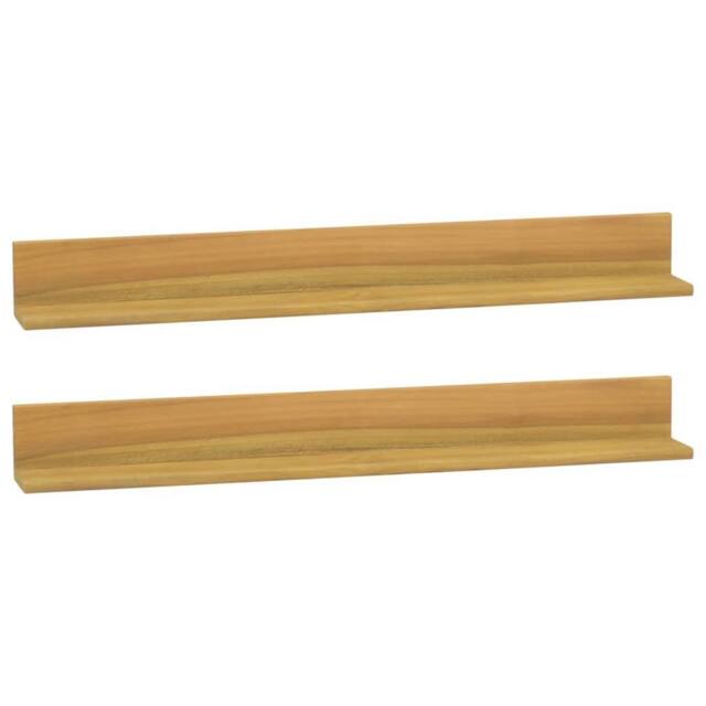 Berkfield Home Wall Shelves 2 pcs 90x10x10 cm Solid Wood Teak in Brown - Size: 90 x 10 x 10 cm - image 1