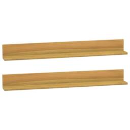 Berkfield Home Wall Shelves 2 pcs 90x10x10 cm Solid Wood Teak in Brown - Size: 90 x 10 x 10 cm - thumbnail 1