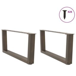 Berkfield Home Dining Table Legs V-Shape 2 pcs Natural Steel 70x(30-31.3) cm Steel in Brown - thumbnail 3