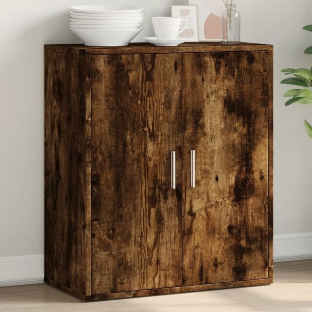 Berkfield Home Sideboard Smoked Oak 60x31x70 cm Engineered Wood in Brown - Size: 60 x 31 x 70 cm - image 1
